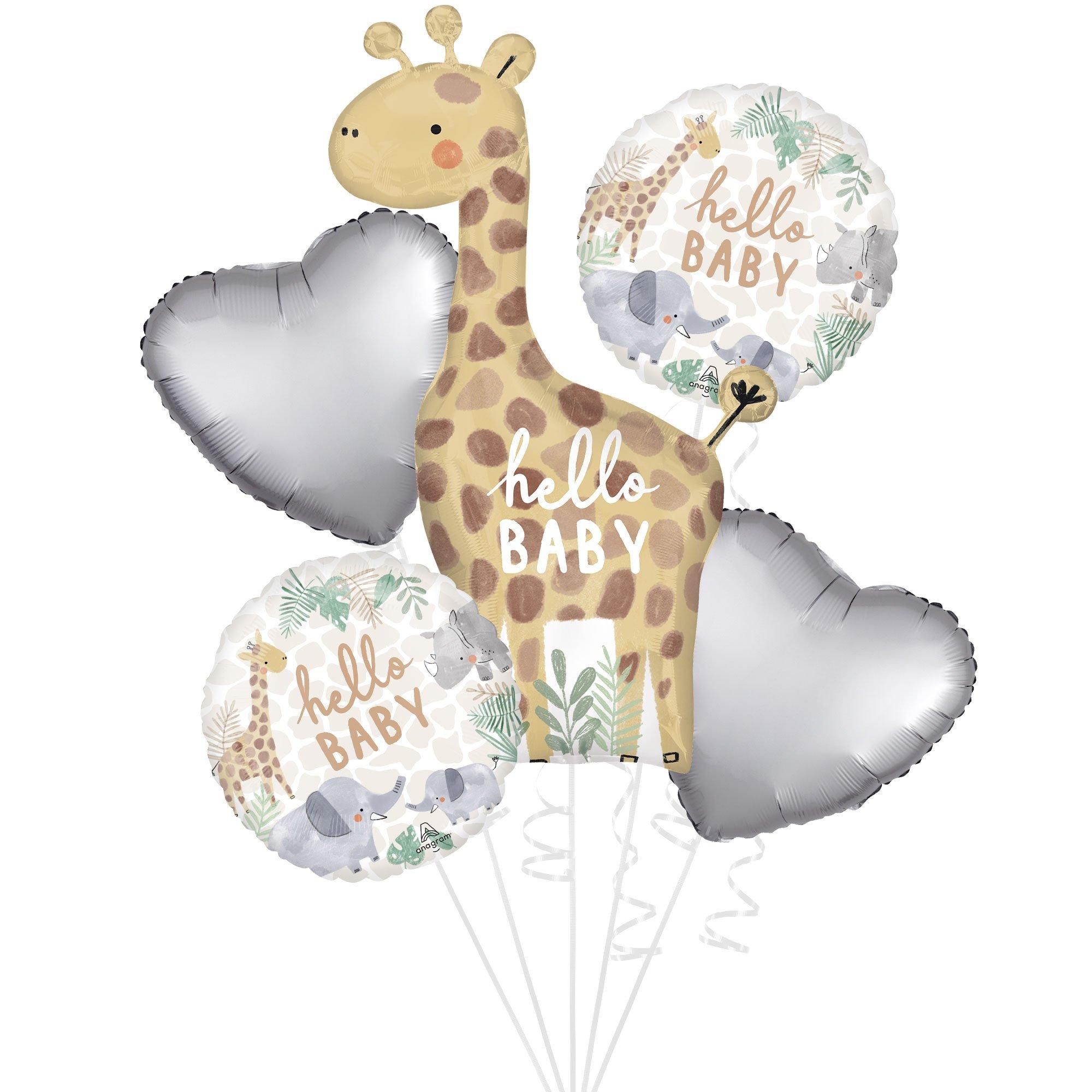 Soft Jungle Baby Shower Foil Balloon Bouquet